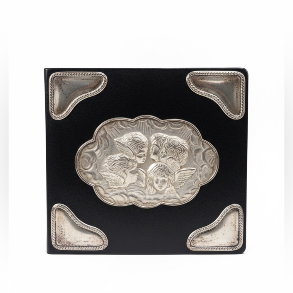 Rare Vintage 1967 Birmingham Sterling Silver Mounted Photo Album – Cherub Design